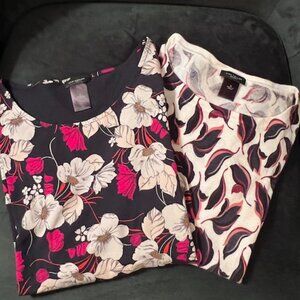 Ann Taylor & Ann Taylor Factory Tops - Small - Floral & Leaf Design Sht Sleeve